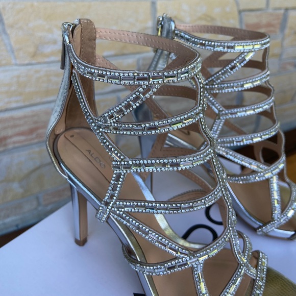 Aldo 7.5 Norta-81 Sparkle Sandal Heels - Picture 4 of 5
